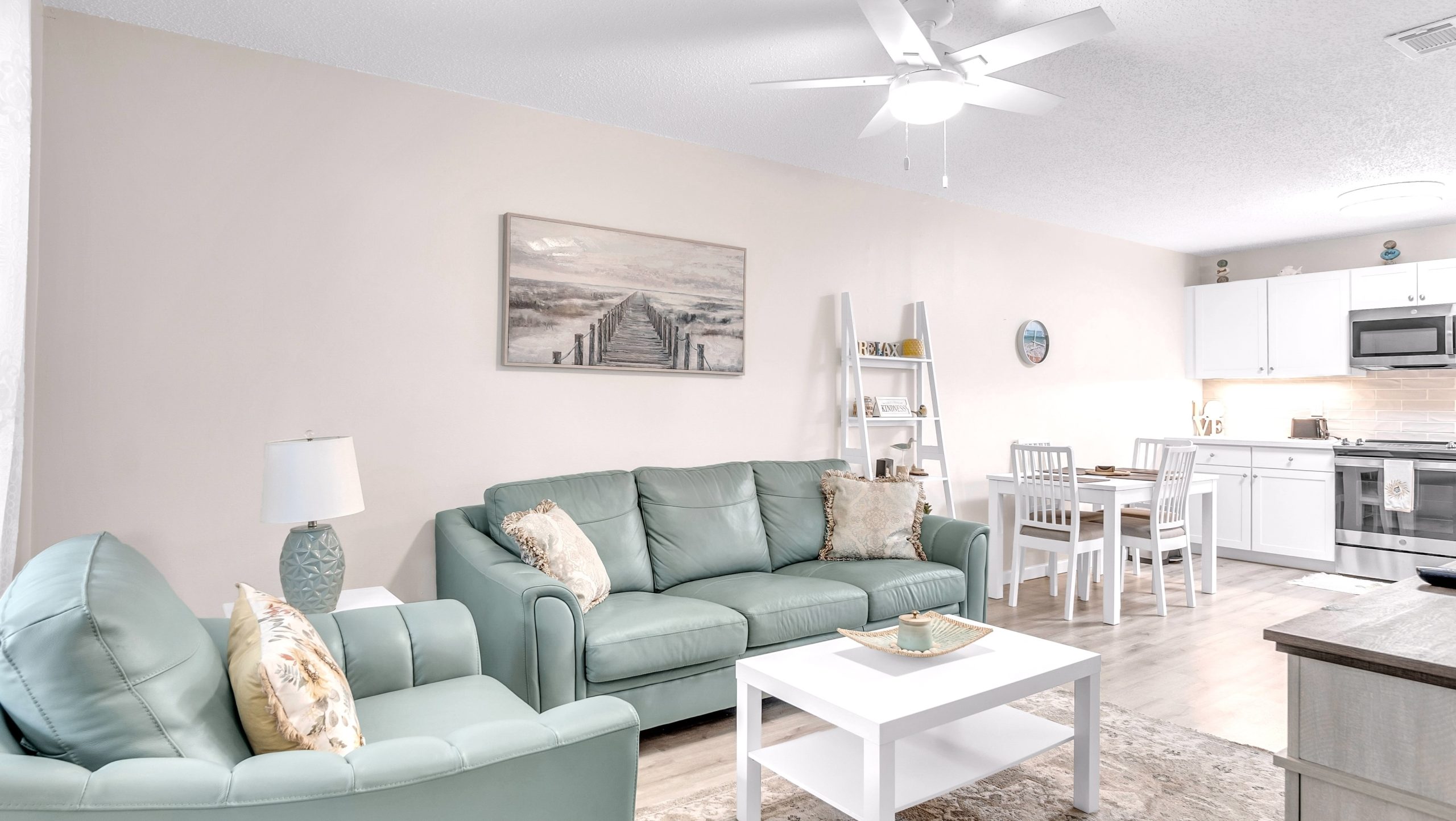 Bright living room in Gulf Breeze Florida condo near Pensacola Beach